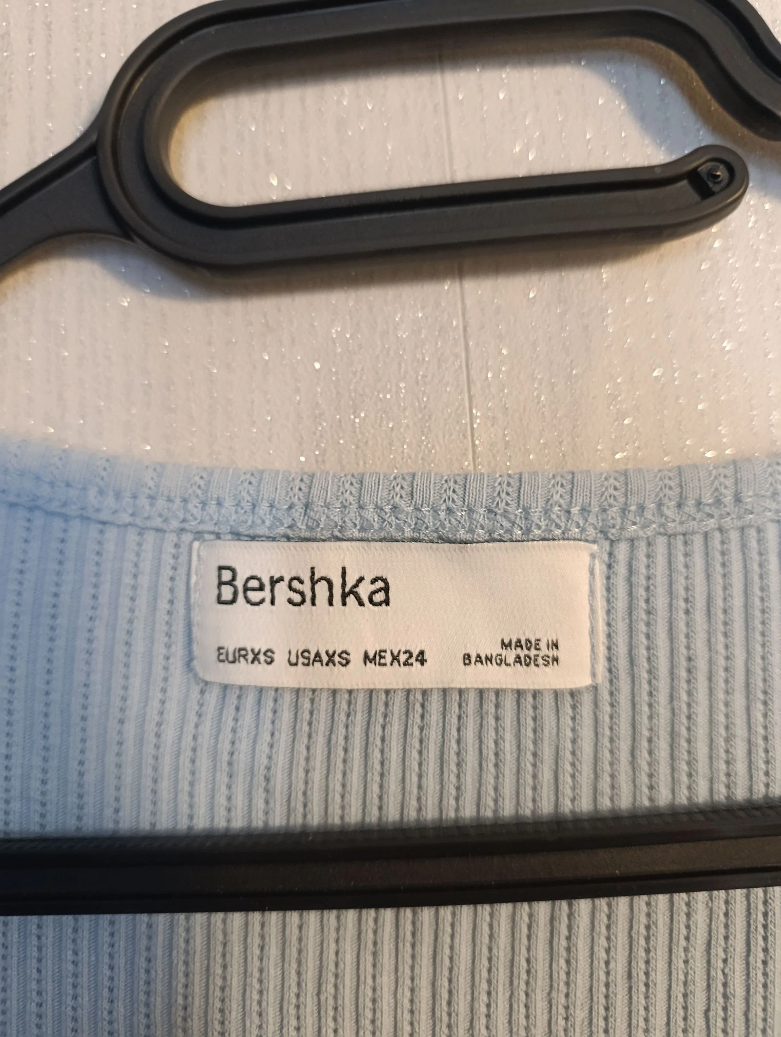 Crop-top canelado azul claro Bershka (Tamanho XS/24) – photo 3